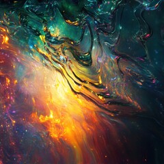 Obraz premium Ethereal Abstract Galaxy Swirling Nebula of Cosmic Dust and Energy with Vibrant Color Gradients