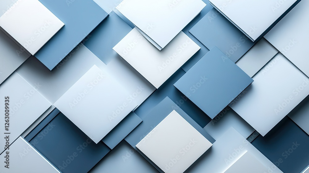 Wall mural overlapping squares in light and dark shades for a clean and sharp geometric background