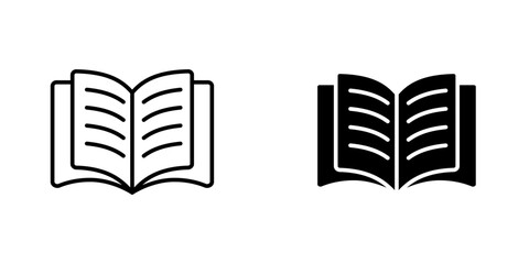 Book vectors icons set in filled and strokes on white background