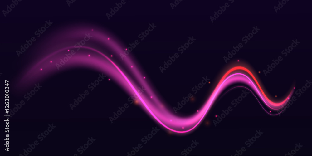 Poster futuristic dynamic motion technology. neon color glowing lines background, high-speed light trails e