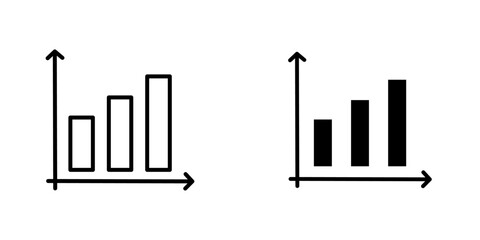 Chart histogram vectors icons set in filled and strokes on white background