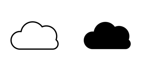 Cloud vectors icons set in filled and strokes on white background