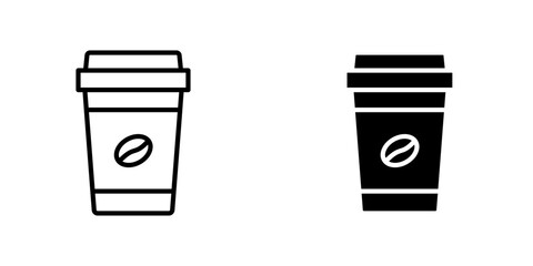 Coffee vectors icons set in filled and strokes on white background
