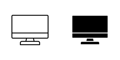 Computer vectors icons set in filled and strokes on white background