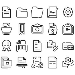 Document set of web icons in line style. Documents linear icon collection.