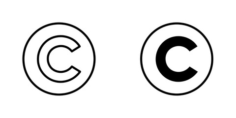 Copyright vectors icons set in filled and strokes on white background