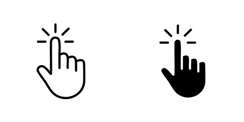Cursor vectors icons set in filled and strokes on white background