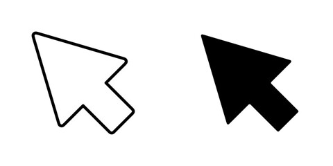 Cursor vectors icons set in filled and strokes on white background