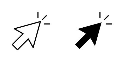 Cursor vectors icons set in filled and strokes on white background