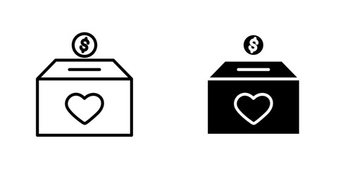 Donate vectors icons set in filled and strokes on white background