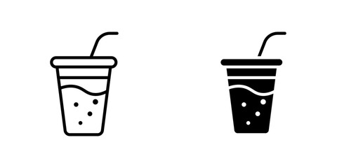 Drink vectors icons set in filled and strokes on white background