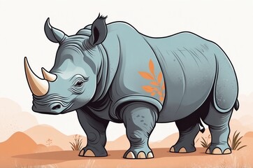 Obraz premium Artistic minimalist cartoon colorful fantasy animal character portrait, magical dreamy nursery decor story book illustration artwork, nature theme texture design.