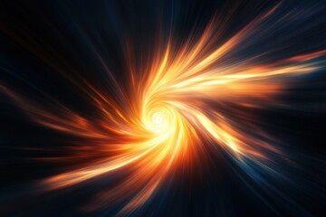Abstract Energy Burst Swirling Golden Light Rays on Dark Background