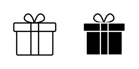 Gift vectors icons set in filled and strokes on white background