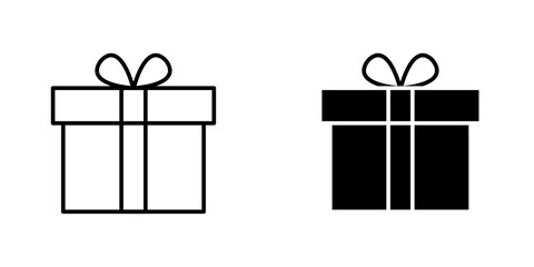 Gift vectors icons set in filled and strokes on white background