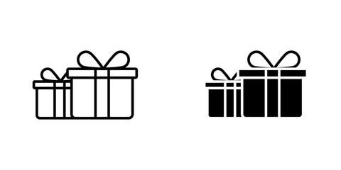 Gifts vectors icons set in filled and strokes on white background