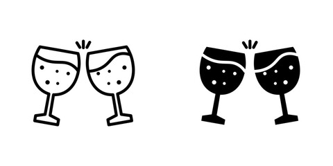 Glass-cheers vectors icons set in filled and strokes on white background