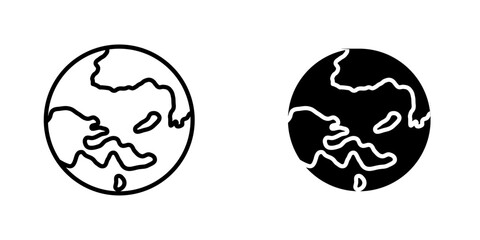 Globe vectors icons set in filled and strokes on white background