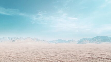 Vast Tranquil Desert Landscape Under Clear Blue Sky