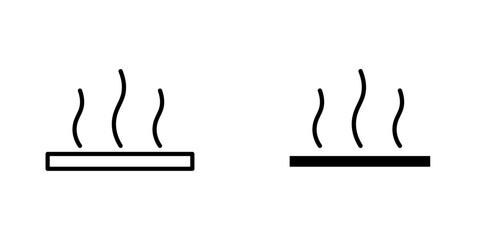 Heat vectors icons set in filled and strokes on white background