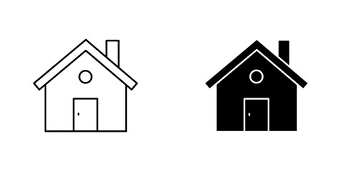 Home vectors icons set in filled and strokes on white background