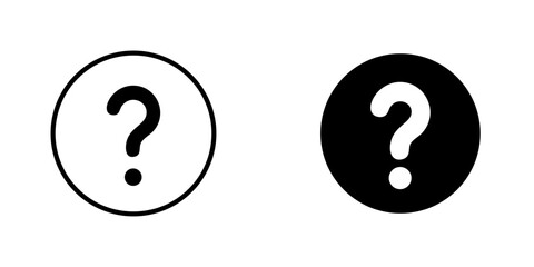 Interrogation vectors icons set in filled and strokes on white background