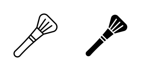 Makeup brush vectors icons set in filled and strokes on white background