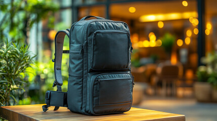 Travel backpack designed with multiple compartments for efficient organization while exploring urban landscapes during autumn