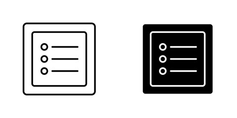 Menu vectors icons set in filled and strokes on white background