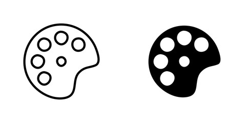 Palette vectors icons set in filled and strokes on white background