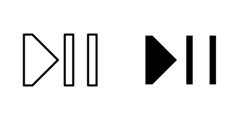 Play pause vectors icons set in filled and strokes on white background