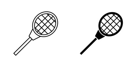 Racquet vectors icons set in filled and strokes on white background