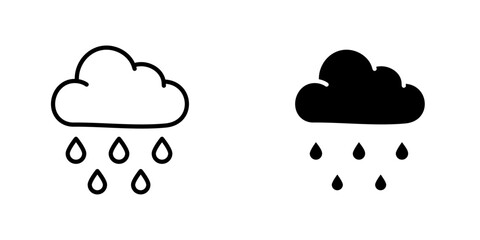Rain vectors icons set in filled and strokes on white background