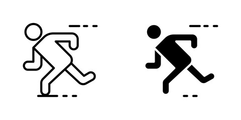 Running vectors icons set in filled and strokes on white background