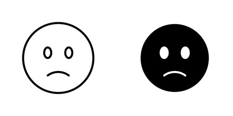 Sad vectors icons set in filled and strokes on white background