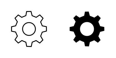 Settings vectors icons set in filled and strokes on white background