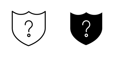 Shield interrogation vectors icons set in filled and strokes on white background