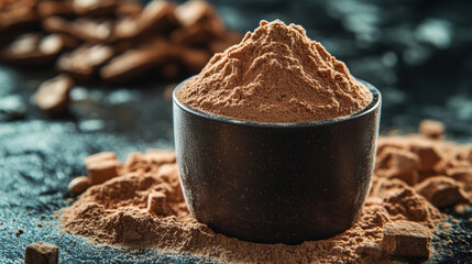 A bowl of powdery substance is sitting on a table