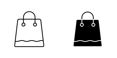 Shopping bag vectors icons set in filled and strokes on white background