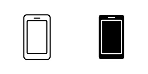Smartphone vectors icons set in filled and strokes on white background