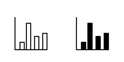 Stats vectors icons set in filled and strokes on white background