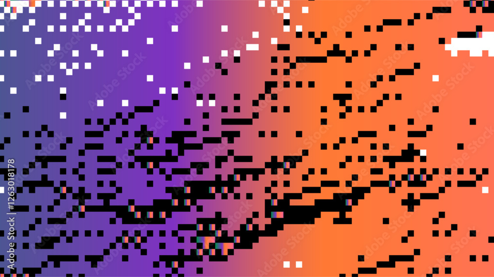 Aufkleber Abstract bright retrofuturistic vector background with glitch art artifacts in holographic neon colors.