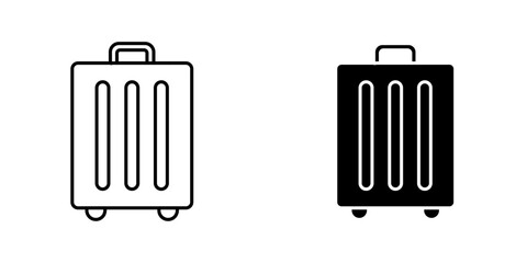 Suitcase vectors icons set in filled and strokes on white background