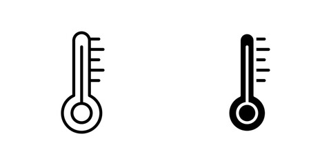Temperature vectors icons set in filled and strokes on white background
