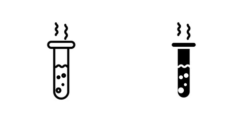Test tube vectors icons set in filled and strokes on white background