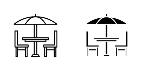 Terrace vectors icons set in filled and strokes on white background