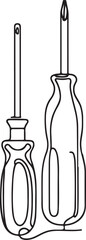 Tool Icon – Screwdriver Line Drawing Vector Design