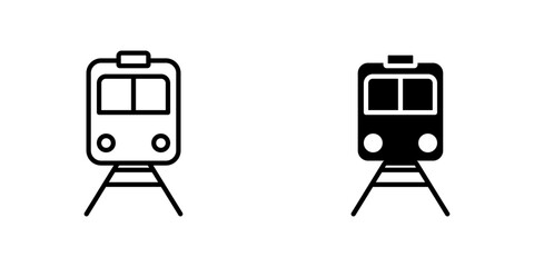 Train vectors icons set in filled and strokes on white background