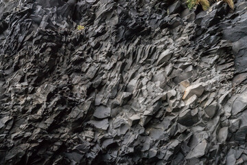 basalt rocks, iceland, reynisfjara, black rocks, black beach, texture, structure, closeup
