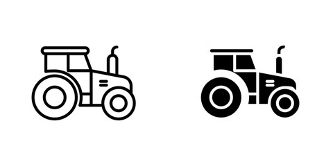 Tractor vectors icons set in filled and strokes on white background